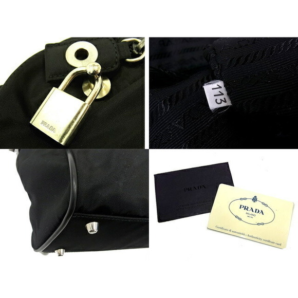 Prada Nylon Tote Bag Triangular Logo Plate Black - Picture 6 of 8